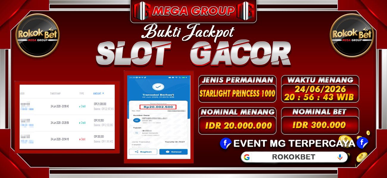 Bukti JP situs Rokokbet hari Kamis, 25 Juni 2026